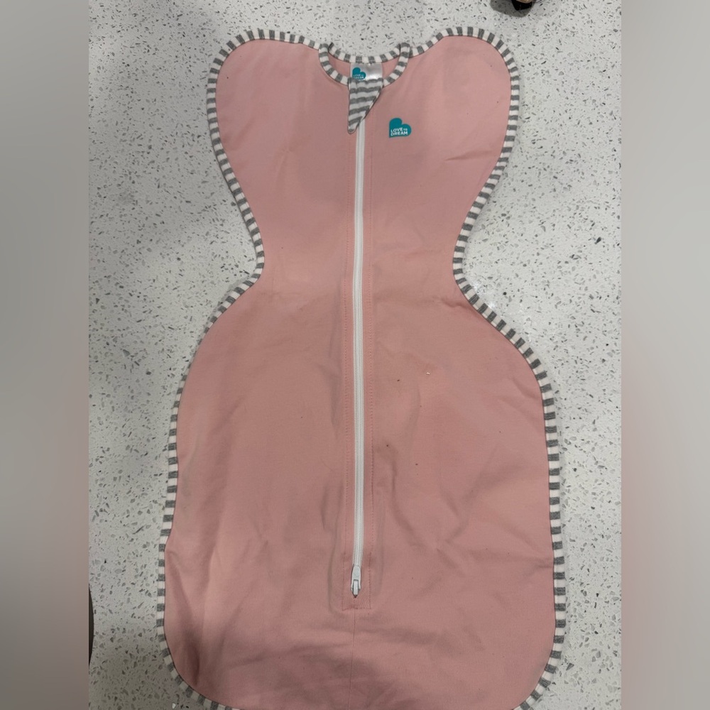 Love to Dream Swaddle Up in Pink and Gray Stripes
